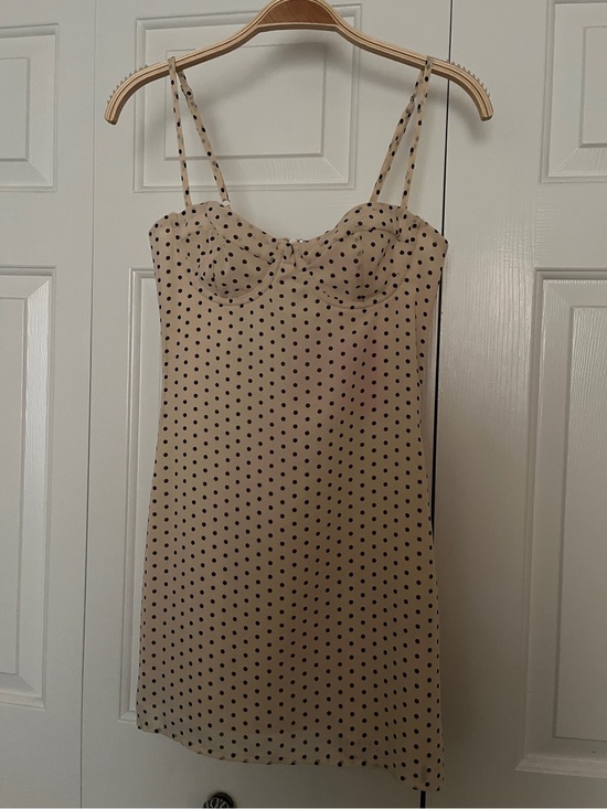 Edikted Dresses & Skirts - Edikted Beige Polka Dot Slip Dress